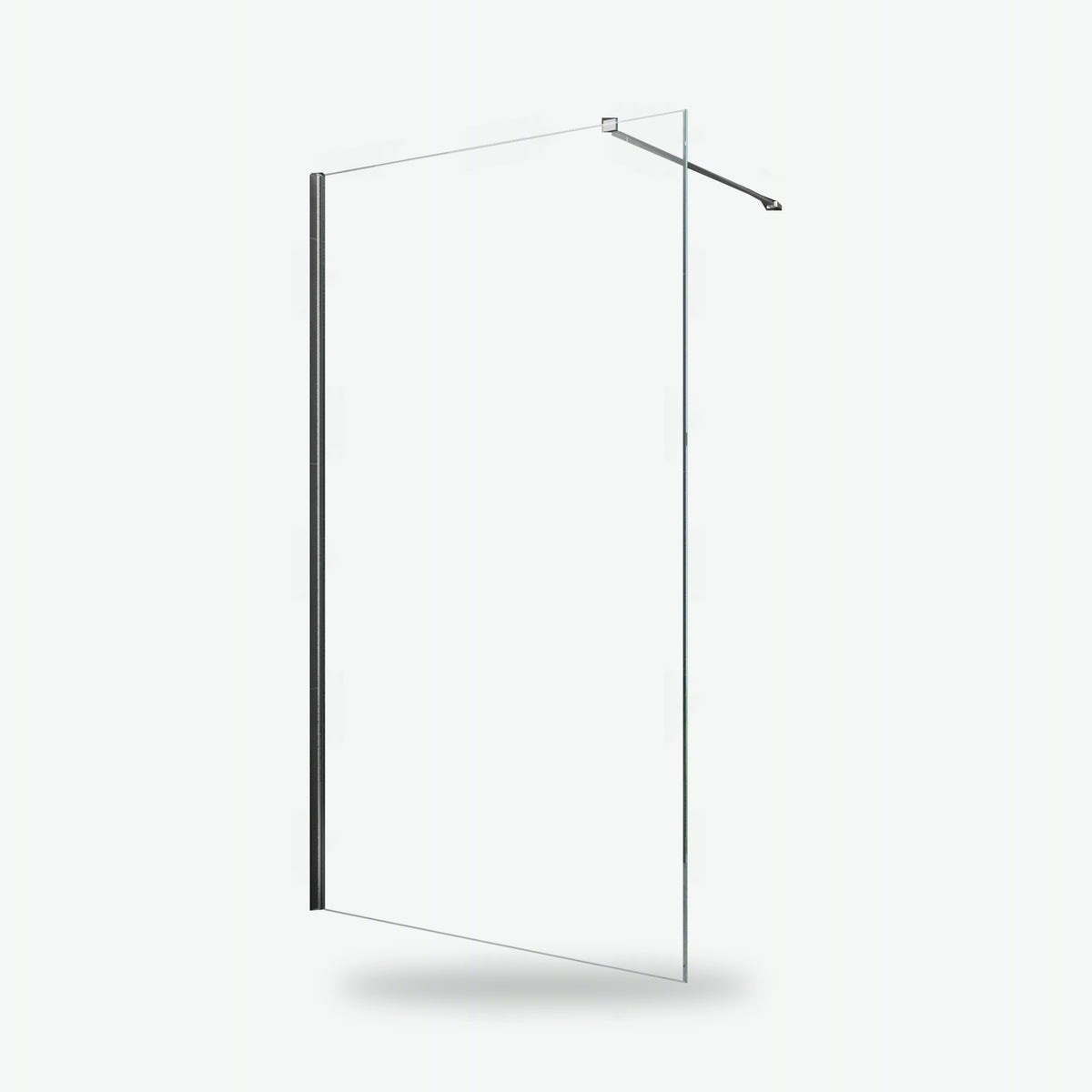 Walk-in Duschwand AQUOS aus Klarglas mit verchromtem Wandprofil und Haltestange