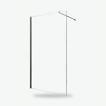 Walk-in Duschwand AQUOS aus Klarglas mit verchromtem Wandprofil und Haltestange