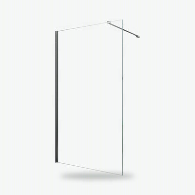 Walk-in Duschwand AQUOS aus Klarglas mit verchromtem Wandprofil und Haltestange