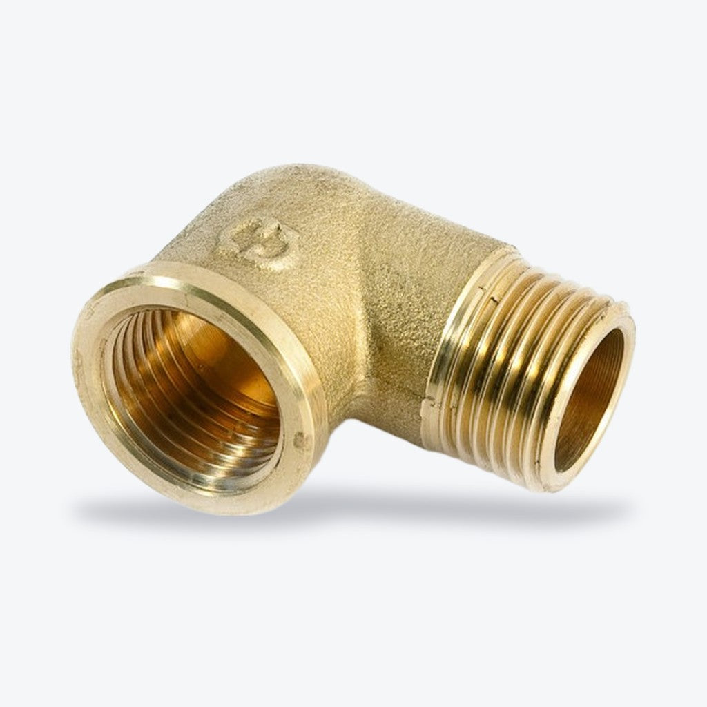 Winkel 90° Messing IG × AG mit Innengewinde (IG) × Außengewinde (AG)