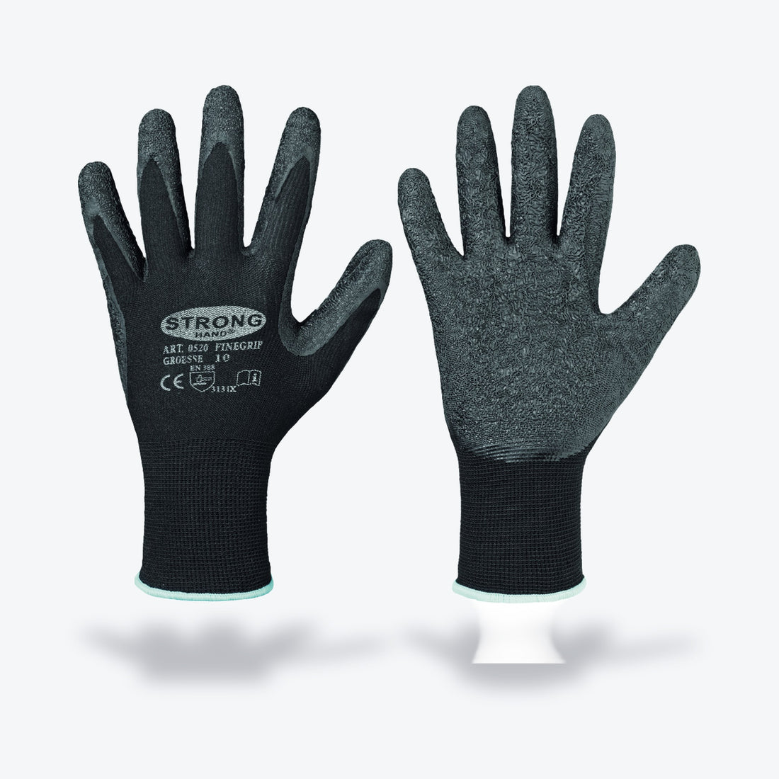 Feinstrickhandschuh mit schwarzer Latexbeschichtung